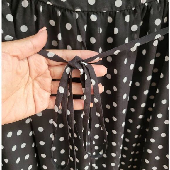 Simple Retro Polkadot Prink Mock Neck Dress S - Picture 8 of 13